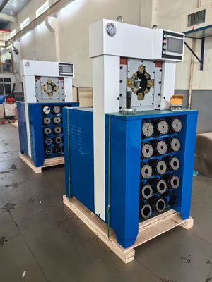 السوبر سمك 3 بوصة مع 15 يموت 6-76mm الأزرق لون AC خرطوم آلة التشنج مع احتواء أسرع قوة التشنج 650T