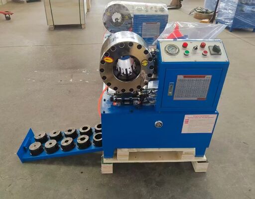 سعر جيد مكبس خرطوم هيدروليكي كهربائي باللون الأزرق DX68 مقاس 2 بوصة مع أدوات قالب التغيير السريع من 6 مم إلى 51 مم ودقة 10 قوالب وكفاءة 200 قطعة في الساعة الانترنت
