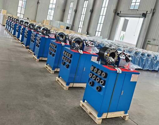 سعر جيد 600T 31.5Mpa خرطوم مطاطي آلة العقص نموذج أعلى اللون الأزرق 3kw نظام التحكم في زر المحرك 220 فولت / 240 فولت / 380 فولت / 415 فولت الجهد مع نطاق العقص 6-51 مم و 10 قوالب قابلة للتبديل الانترنت